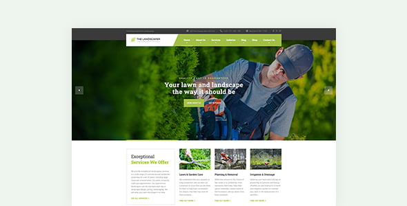 The Landscaper WordPress theme for Lawn & Landscaping Business