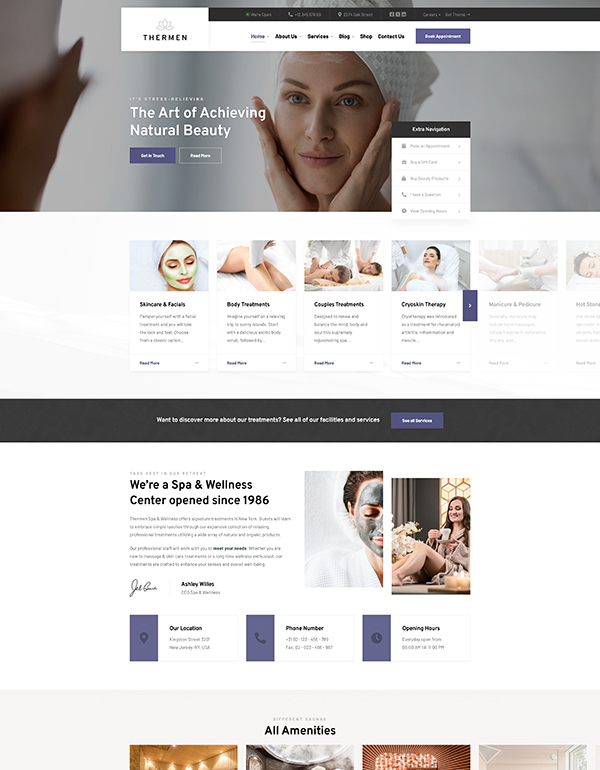 Website template for Spa and Wellness Thermen WordPress theme homepage