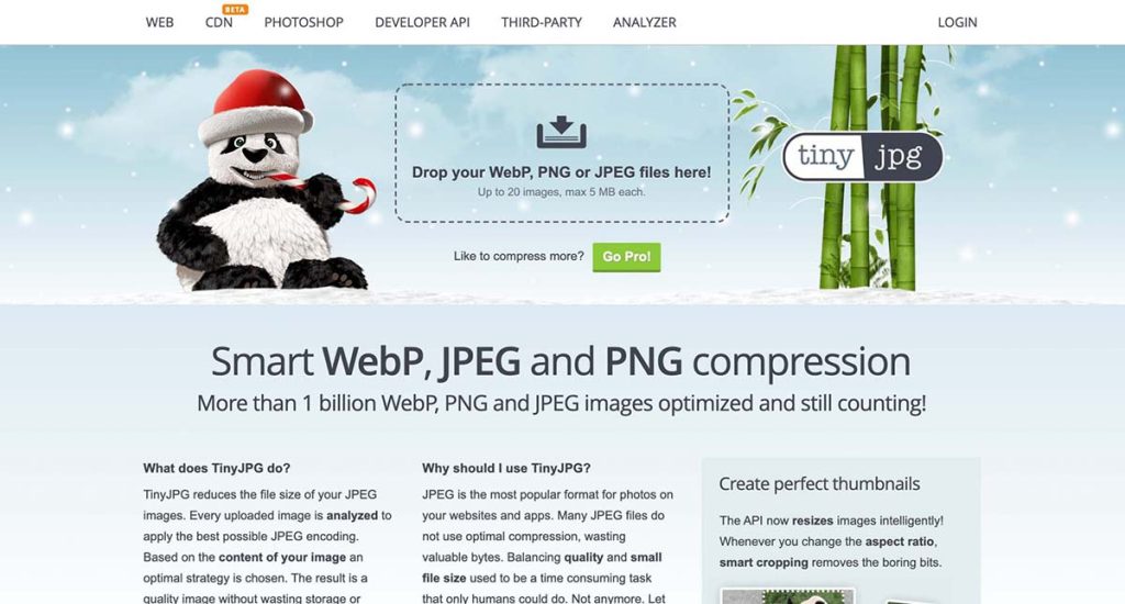 Upload your images to TinyJPG to start image optimization