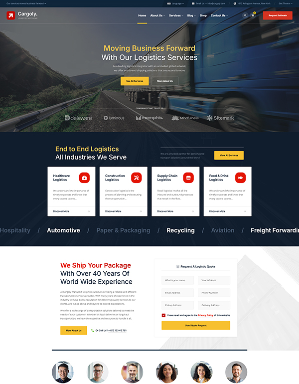 Website template for Logistics Company Cargoly WordPress theme homepage