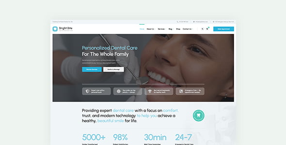 Bright Bite - Dentist & Dental Clinic WordPress Theme