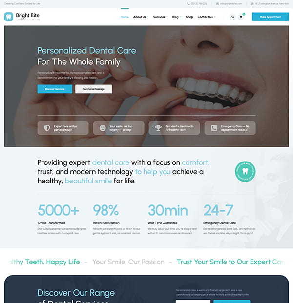 Bright Bite - Dental Clinic & Dentist WordPress Theme